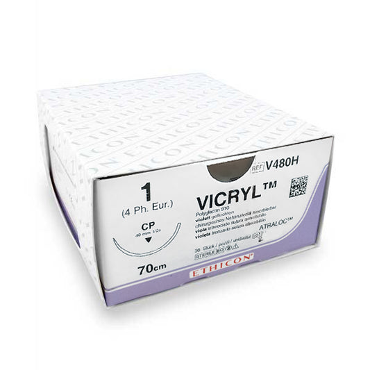 hechtdraad Vicryl Plus (1, 70cm, CP, V480H) 36 stuks | Ethicon