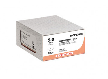 Ethicon Hechtdraad Monocryl Plus (MCP3209G, met naald, FS-2, 19 mm, 3/8 gebogen reverse cutting) - 12 stuks