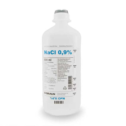 Fysiologische zoutoplossing (0,9%, NaCl) 10 x 500ml fles | Bbraun